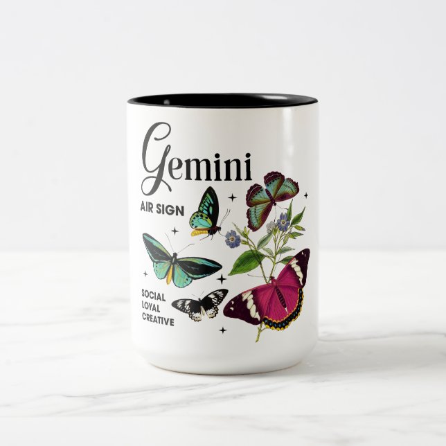 Tasse 2 Couleurs Beau Papillon Zodiac Traits/Gemini (Centre)