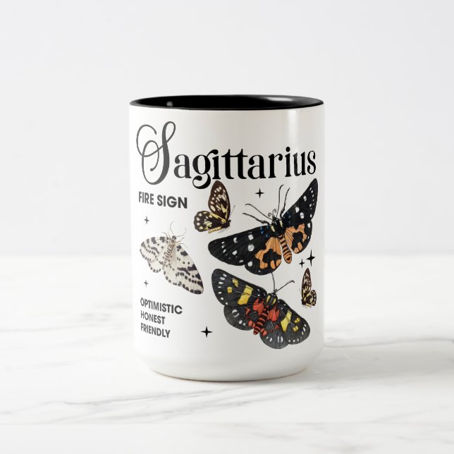 Tasse 2 Couleurs Beau Papillon Zodiac Traits/Sagittaire (Centre)