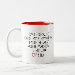 Tasse 2 Couleurs Beau-parent, JE SOURIS PARCE QUE VOUS ÊTES MA BELL