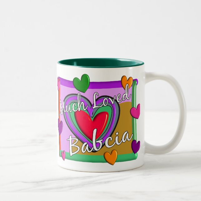 Tasse 2 Couleurs Beaucoup d'amour Babcia (grand-mère polonaise) (Droit)