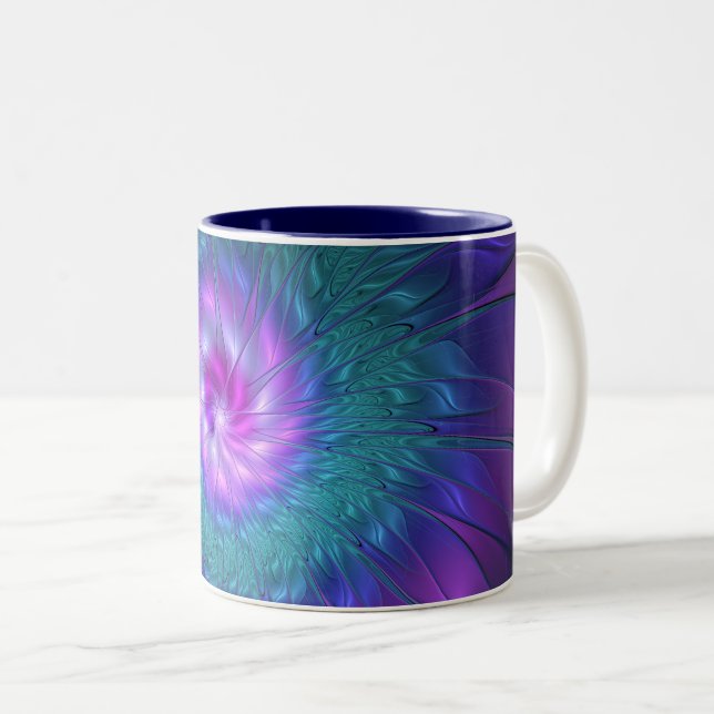 Tasse 2 Couleurs Beauté florale Abstraite Fleur d'art fractionnée c (Devant droit)