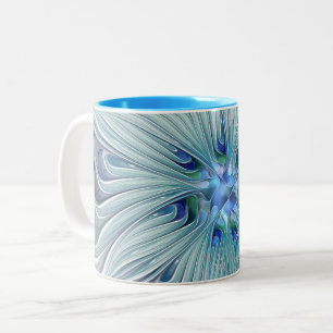 Tasse 2 Couleurs Beauté florale Abstraite moderne Blue Pastel Flowe