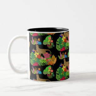 Tasse 2 Couleurs Beaux Fleurs sauvages, Cheetah, Jungle tropicale