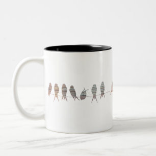 Tasse 2 Couleurs Beaux oiseaux modernes simples sur un fil