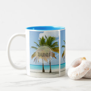 Tasse 2 Couleurs Beaux palmiers sur une plage tropicale