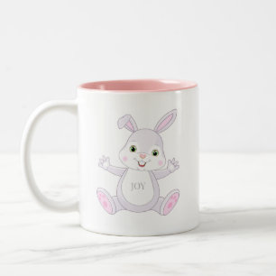 Tasse 2 Couleurs Bébé amusant et joyeux lapin de Pâques et coeur