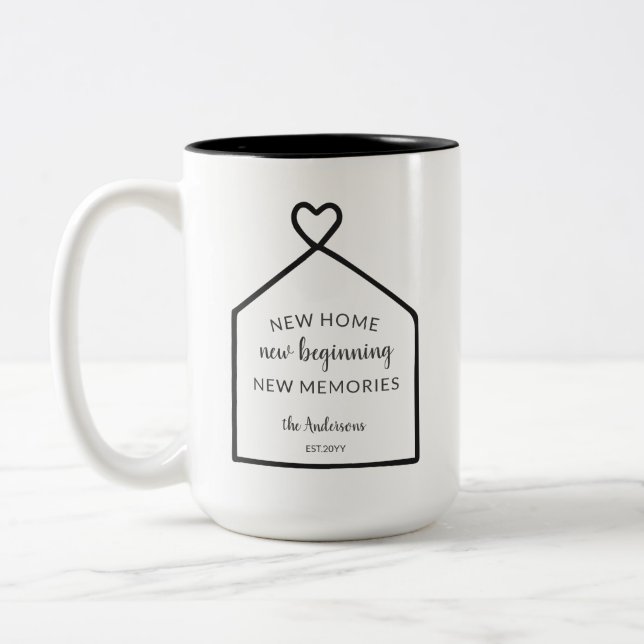 Tasse 2 Couleurs Bébé Bleu Nouveau Accueil Personnalisé (Gauche)