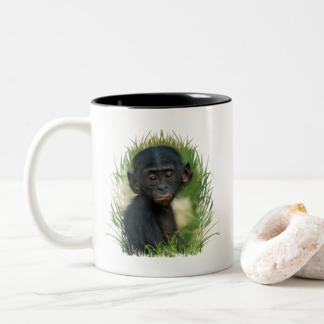Tasse 2 Couleurs Bébé Bonobo Ape (Avec donut)