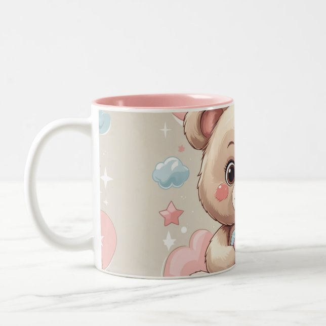 Tasse 2 Couleurs Bébé en peluche adorable - Soft Pastel Design (Gauche)