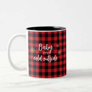 Tasse 2 Couleurs Bébé Il fait froid dehors Rouge Plaid