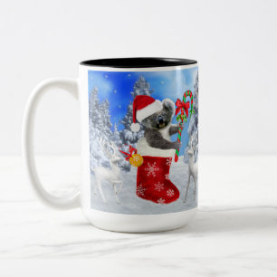 TASSE 2 COULEURS BÉBÉ KOALA NOËL AVEC TEDDDY