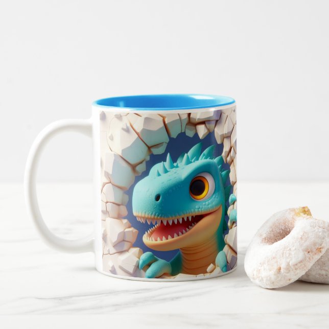 Tasse 2 Couleurs Bébé mignon Dinosaure chocolat chaud café Animaux  (Avec donut)