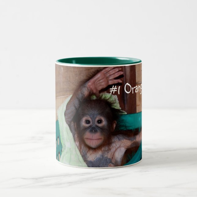 Tasse 2 Couleurs Bébé mignon Orangutan Vague Bonjour (Centre)