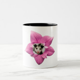 Tasse 2 Couleurs Bébé Opossum Adorable Sourire Floral Mignon