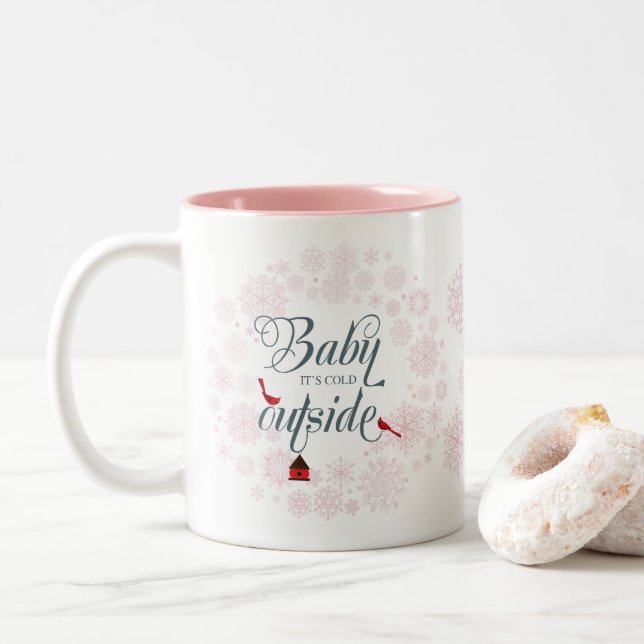 Tasse 2 Couleurs Bébé rose mignon Son Froid En Dehors Noël (Avec donut)