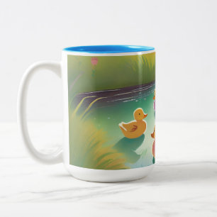 Tasse 2 Couleurs Bébés canards dans l'étang