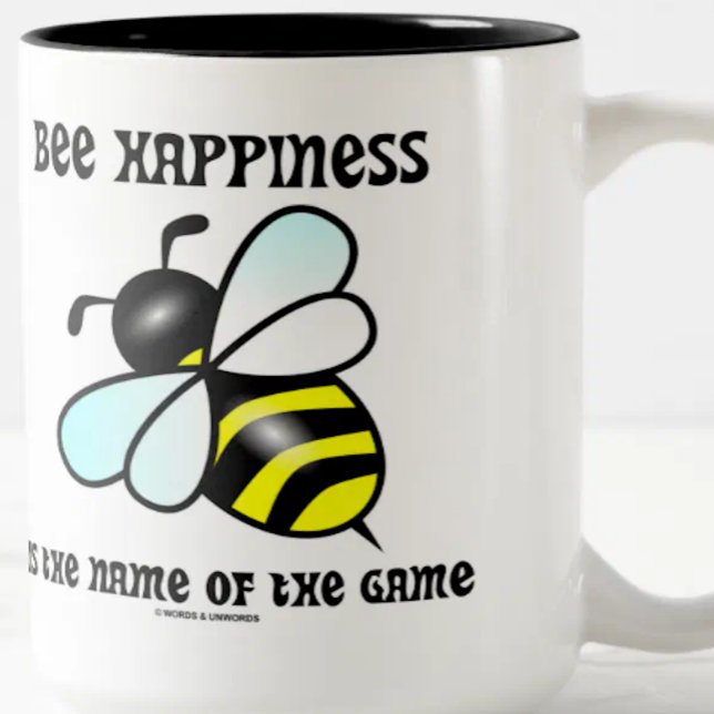 Tasse 2 Couleurs Bee Happiness Est Le Nom Du Jeu (Bee) (Celebrate your beekeeper status with this "Bee Happiness Is The Name Of The Game" mug!)
