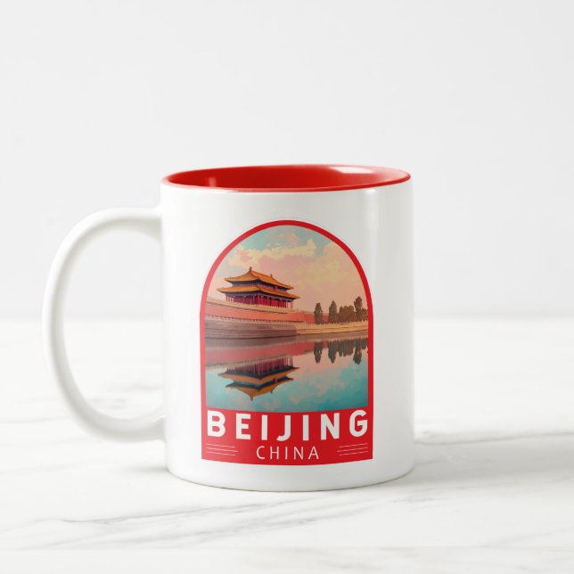 Tasse 2 Couleurs Beijing China Travel Art Emblem (Gauche)