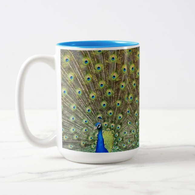Tasse 2 Couleurs Bel oiseau paon (Gauche)