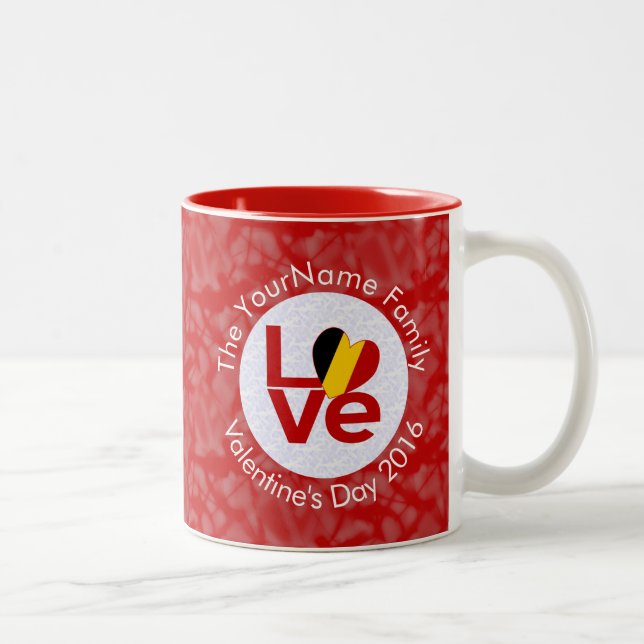 Tasse 2 Couleurs Belgique Red LOVE Drapeau personnalisé (Droit)