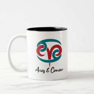 Tasse 2 Couleurs Béliers et cancer Zodiac Couple Horoscope