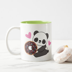 Tasse 2 Couleurs Belle Animal Panda Ours Coeur Rose Donut
