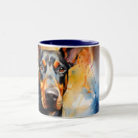 Belle aquarelle Doberman Pinscher Envelopper
