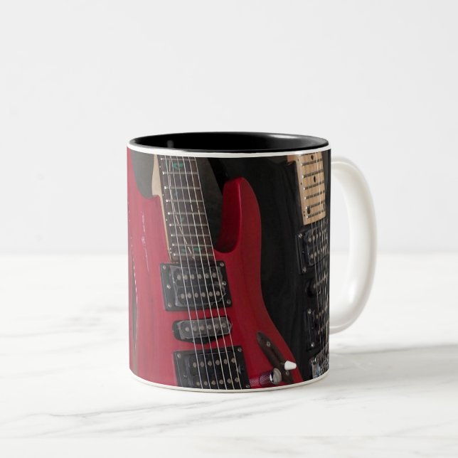 Tasse 2 Couleurs Belle Basse Guitare (Devant droit)