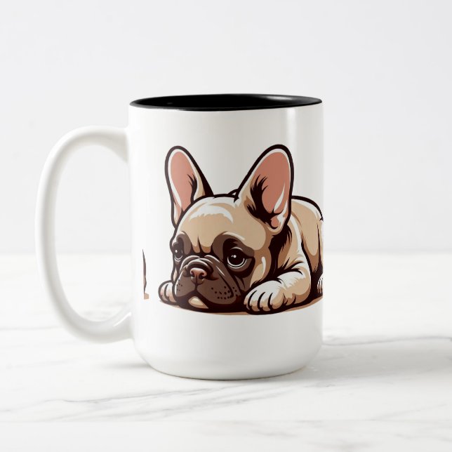 Tasse 2 Couleurs Belle caricature French Bulldog (Gauche)