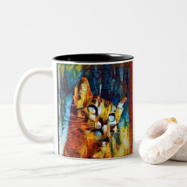 Tasse 2 Couleurs Belle Chat (Avec donut)