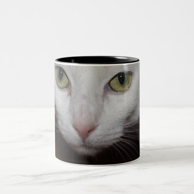 Tasse 2 Couleurs Belle Chat Blanc (Centre)