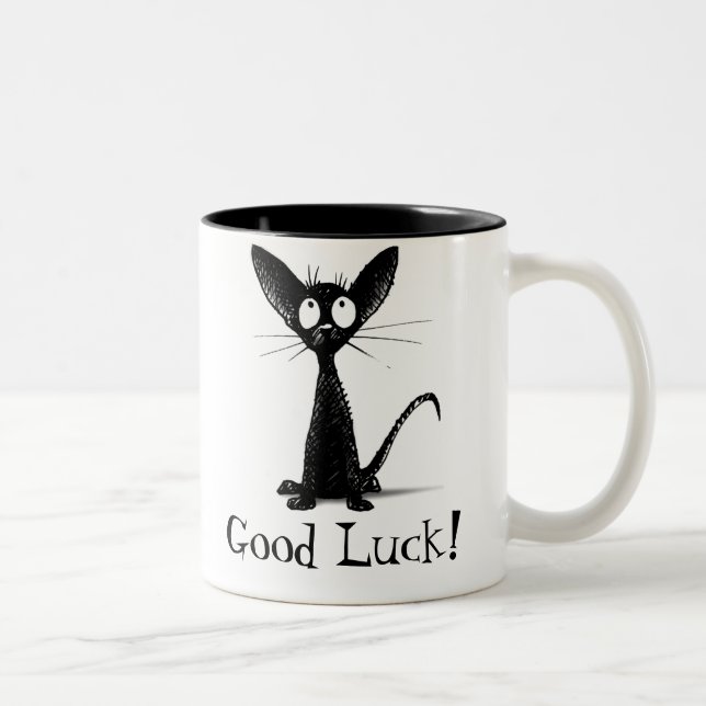 Tasse 2 Couleurs Belle Chat Noir (Droit)