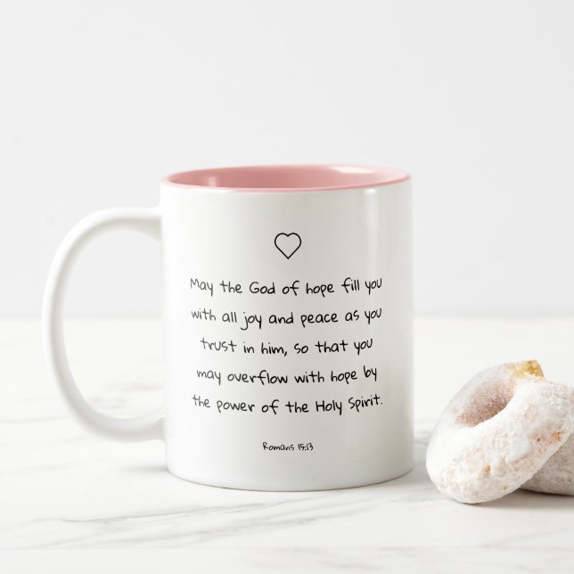 Tasse 2 Couleurs Belle citation biblique pour les écritures réconfo (Avec donut)