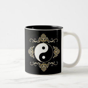 Tasse 2 Couleurs Belle conception de Yin Yang en noir et or