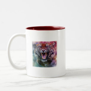 Tasse 2 Couleurs Belle croissance Tigre Bengale Tigre photo visage