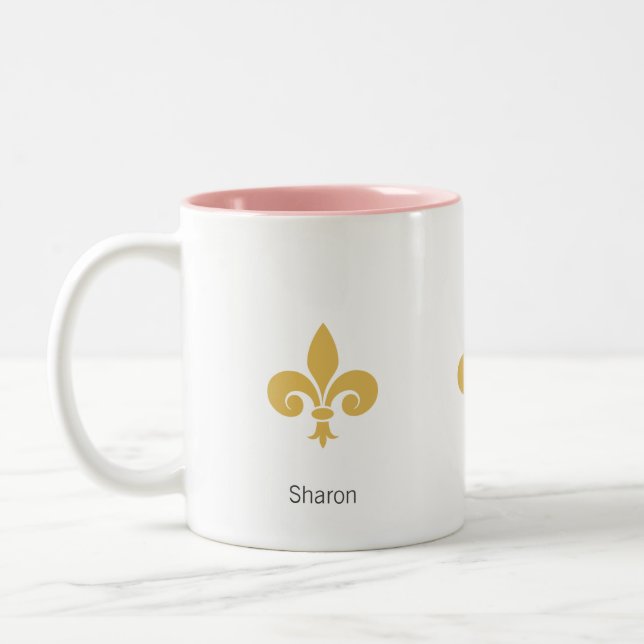 Tasse 2 Couleurs Belle Fleur de lis blanche (Gauche)
