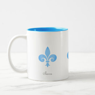 Tasse 2 Couleurs Belle Fleur de lis en Turquoise