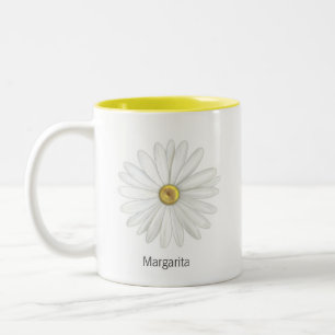 Tasse 2 Couleurs Belle Fleur marguerite sur blanc