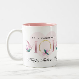 Tasse 2 Couleurs Belle florale rose Personnalisée Fête des mèresMug