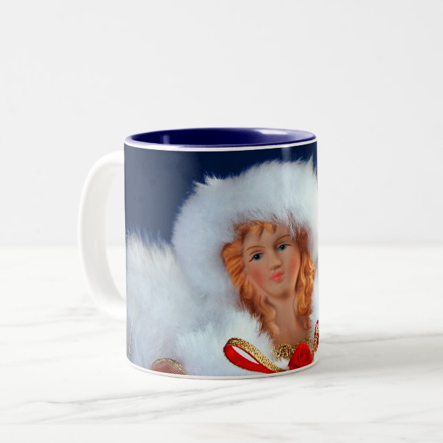 Tasse 2 Couleurs Belle impression d'ange de Noël (Devant gauche)