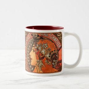 Tasse 2 Couleurs Belle Madame de Nouveau d'art d'Alphonse Mucha