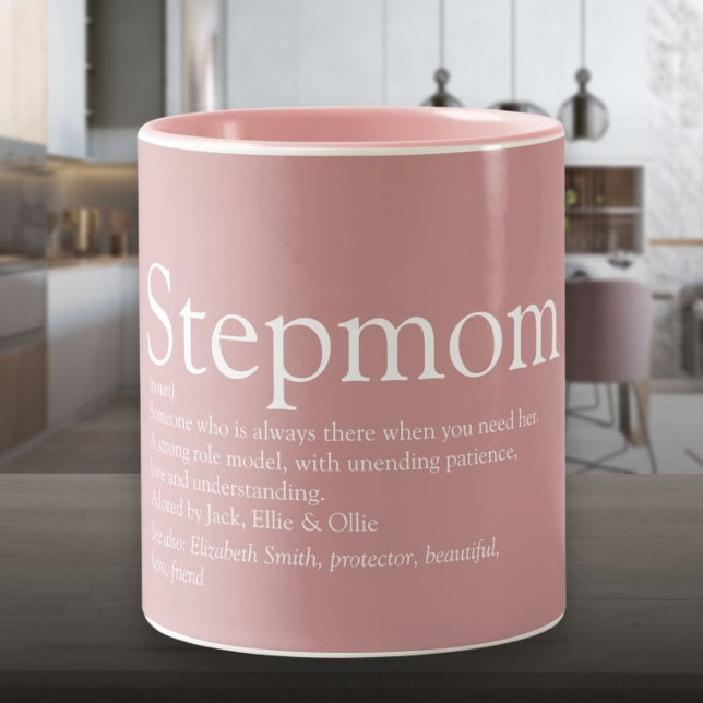 Tasse 2 Couleurs Belle-mère Définition Rose Poussiéreuse Rose Clair (Stepmom Stepmother Definition Dusty Rose Pink Two-Tone Coffee Mug)