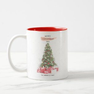 Tasse 2 Couleurs Belle peinture aquarelle d'arbre de Noël pour les 