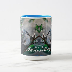 Tasse 2 Couleurs Belle peinture de printemps d'oiseaux