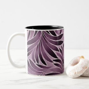 Tasse 2 Couleurs Belles feuilles en violet aubergine