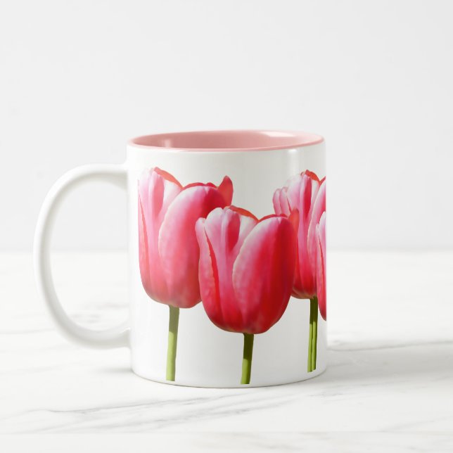 Tasse 2 Couleurs Belles fleurs roses de tulipe (Gauche)