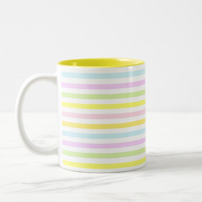 Tasse 2 Couleurs Belles rayures aux couleurs pastel (Gauche)
