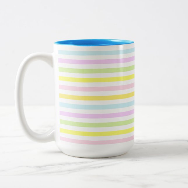 Tasse 2 Couleurs Belles Rayures en Couleurs Pastel (Gauche)