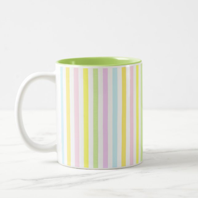 Tasse 2 Couleurs Belles rayures verticales en couleurs pastel (Gauche)
