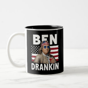 Tasse 2 Couleurs Ben Drankin Beer 4 juillet Drapeau Vintage Drôle a